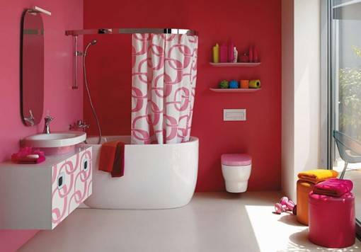 Красный цвет в дизайне ванной комнаты