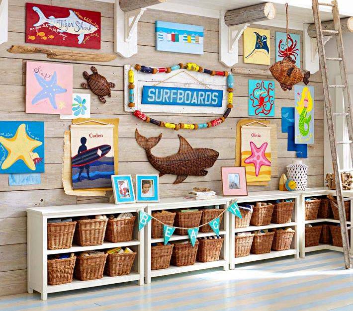 Морская тема в оформлении детской комнаты от Pottery Barn Kids