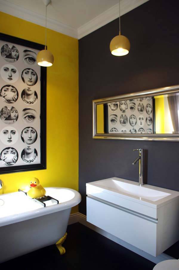 Желтый цвет в дизайне ванной комнаты