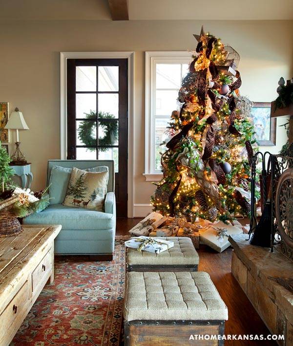 Декор дома в Арканзасе: новогодний интерьер в стиле рустик