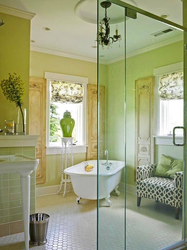 Зеленый цвет в дизайне ванной комнаты
