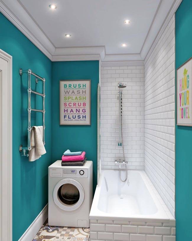 Бирюзовый цвет для маленькой ванной комнаты