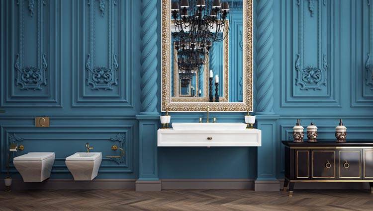 Красивый дизайн ванной комнаты в стиле барокко