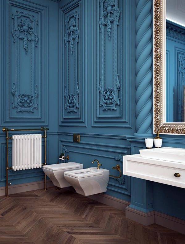 Красивый дизайн ванной комнаты в стиле барокко