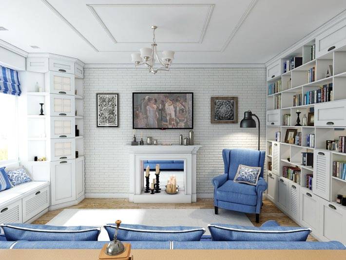 Стиль прованс - белый и голубой цвет в обустройстве комнаты