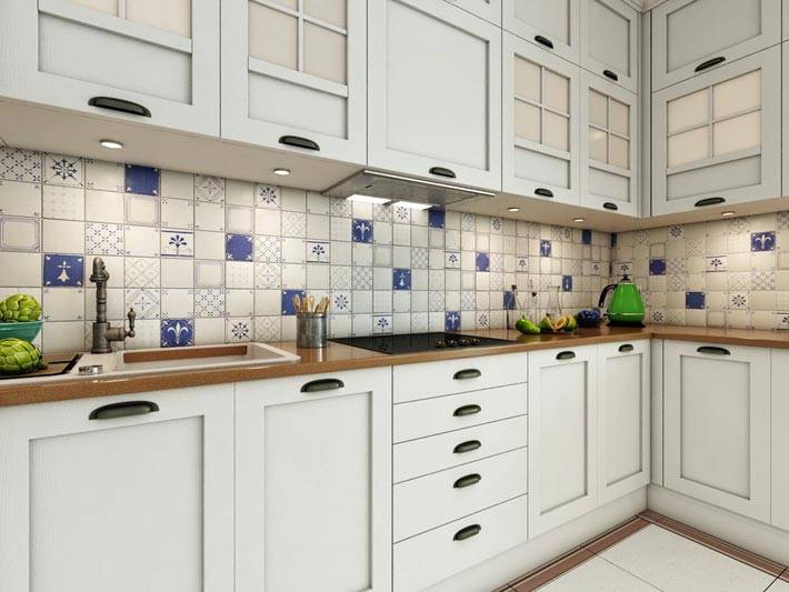 визуализация дизайна кухни в белом цвете фото