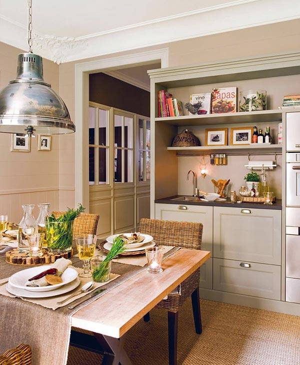 Интерьер кухни, выполненный в спокойной цветовой гамме фото