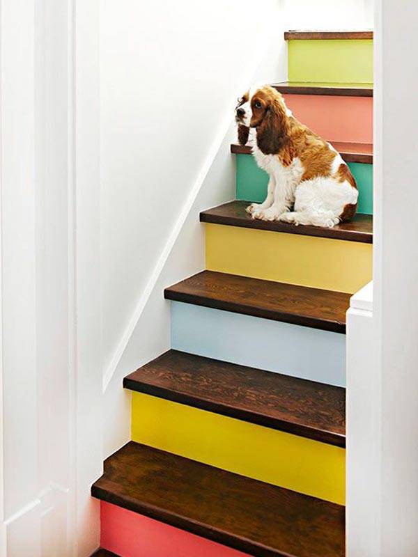 Яркий дизайн ступенек лестницы в доме фото
