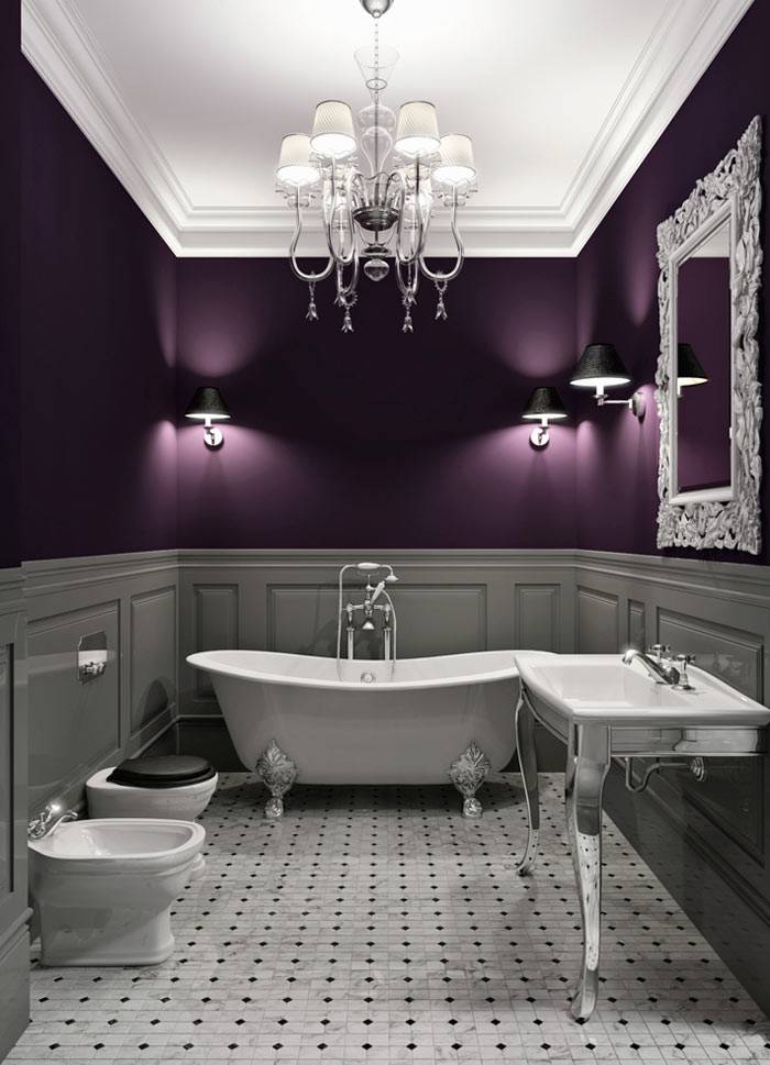 Фиолетовый цвет в дизайне ванной комнаты - Фотографии красивых интерьеров