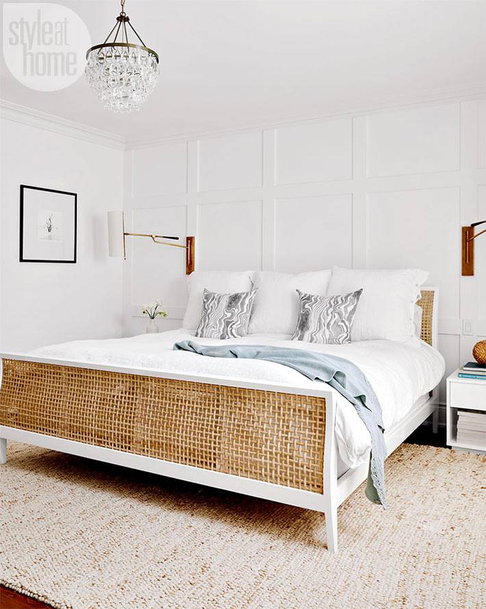белый цвет в дизайне спальни с элементами эко-стиля