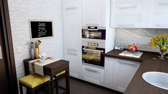 белая кухонная мебель для маленькой кухни