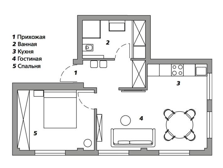 Эффектный интерьер квартиры с темными стенами в Москве