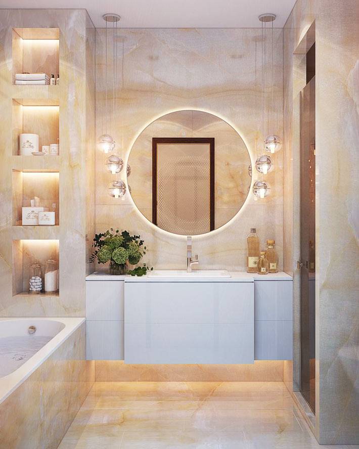 Круглое зеркало - последняя тенденция в дизайне ванной комнаты