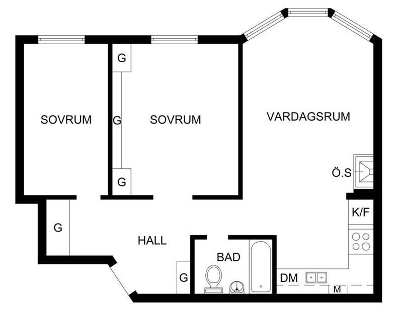 Уютная шведская квартира с камином (59 кв.м)