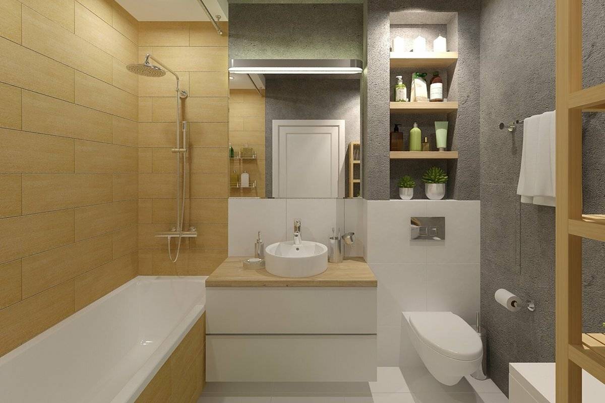 Дизайн ванной комнаты с туалетом