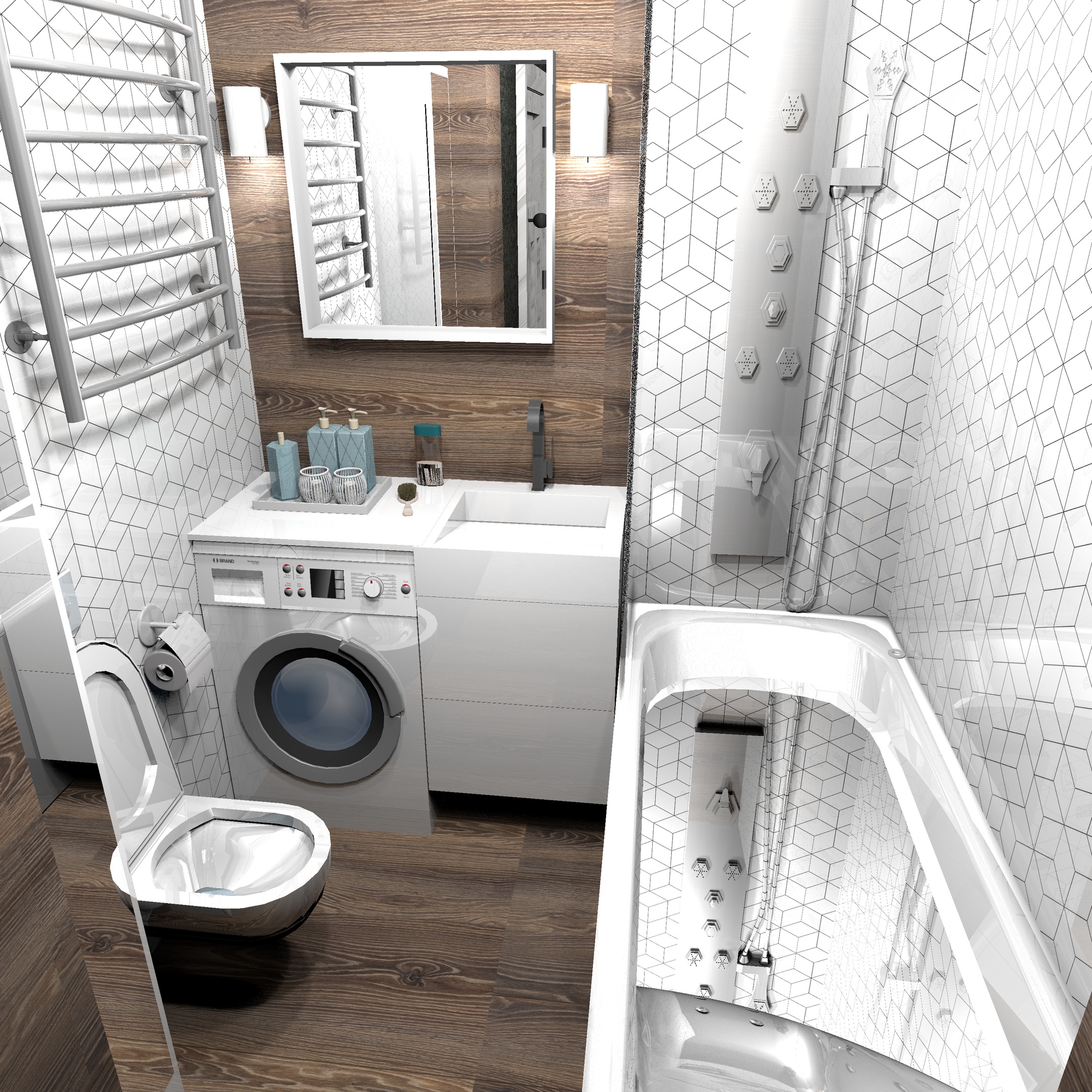 Дизайн ванной комнаты 4 кв.м со Стиральной машиной и туалетом — 82 фото